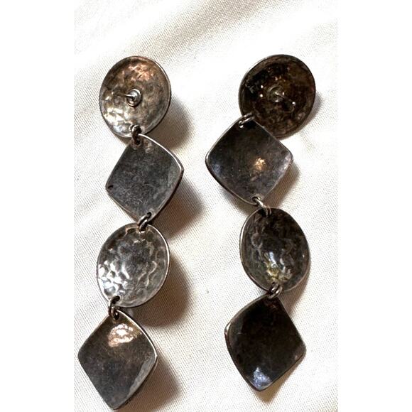 Multi Gemstone Earrings  Silver Southwestern Dangle Pierced - Picture 3 of 7